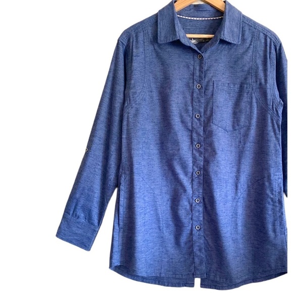 PRANA Hemp Blend Preppy Minimalist Sustainable Button Down Aster Tunic Sz S NWT - Picture 5 of 12